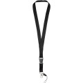 Sagan Lanyard mit abnehmbarer Schnalle und Handyband, Durchgehend schwarz