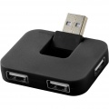 Gaia USB Hub mit 4 Anschlüssen, Durchgehend schwarz