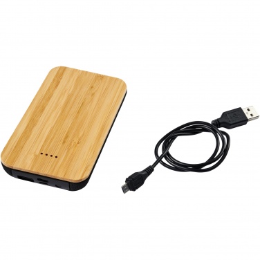 Logotrade werbemittel das Foto: Future 6.000 mAh kabellose Powerbank mit Ladefunktion aus Bambus/Stoff