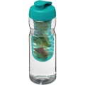 H2O Active® Base 650 ml Sportflasche mit Klappdeckel und Infusor, Transparent / Aquablau