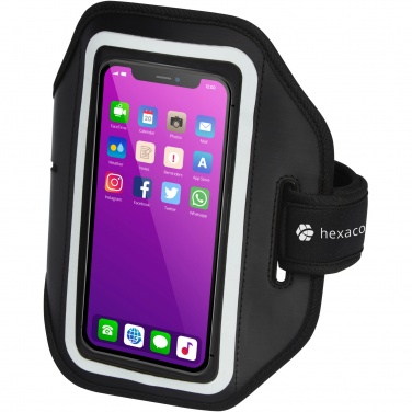 Logotrade Firmengeschenke das Foto: Haile reflektierendes Smartphone Armband mit transparenter Abdeckung