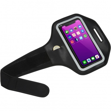 Logotrade Werbegeschenke das Foto: Haile reflektierendes Smartphone Armband mit transparenter Abdeckung