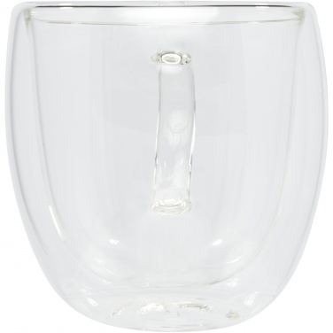 Logotrade Logogeschenke das Foto: Manti 2-teiliger 250 ml doppelwandiger Glasbecher mit Bambusuntersetzer 