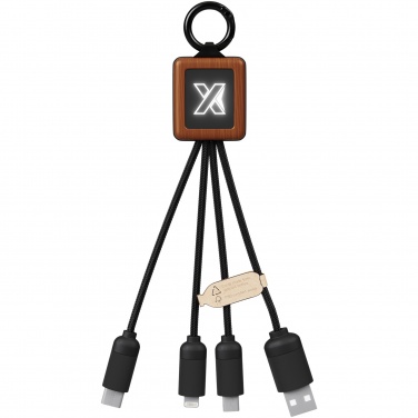 Logotrade Werbeartikel das Foto: SCX.design C19 Easy to Use Kabel aus Holz mit Leuchtlogo