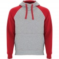 Badet zweifarbiger Kapuzenpullover Unisex, Grau meliert / Rot