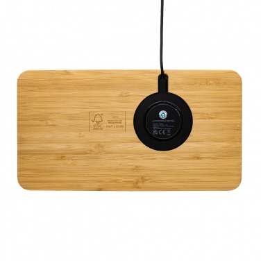 Logotrade Werbeartikel das Foto: Bambus Desk Organizer mit 10W Wireless Charger