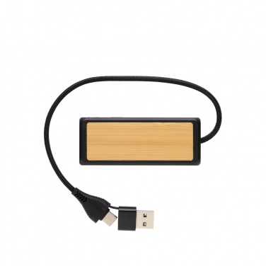 Logotrade Geschäftsgeschenke das Foto: Link Dual Input USB Hub aus RCS rec. Kunststoff und Bambus