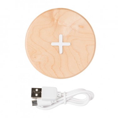 Logotrade Werbeartikel das Foto: 5W Wirless-Charger aus Holz