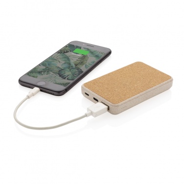 Logotrade Werbegeschenke das Foto: Kork und Weizen 5.000 mAh Pocket-Powerbank