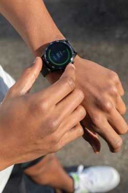 Logotrade Werbeartikel das Foto: Runde Fit Watch aus RCS recyceltem TPU