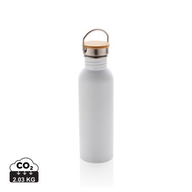 Logotrade Werbegeschenke das Foto: Moderne Stainless-Steel Flasche mit Bambusdeckel