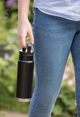 Logotrade Geschäftsgeschenke das Foto: Auslaufsichere Vakuum-Flasche mit Tragegriff