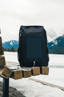 Logotrade Werbeartikel das Foto: Pedro AWARE™ RPET Deluxe Rucksack mit 5W Solar Panel