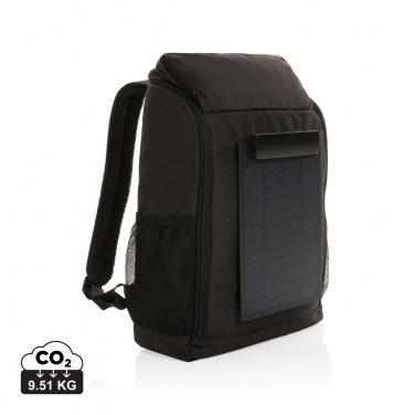 Logotrade Werbeartikel das Foto: Pedro AWARE™ RPET Deluxe Rucksack mit 5W Solar Panel