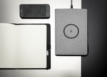 Logotrade Werbegeschenke das Foto: Air 5W Wireless Charging nachfüllbares Journal-Cover A5