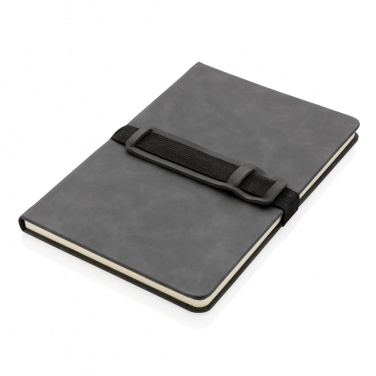 Logotrade Werbegeschenke das Foto: Deluxe Hardcover PU Notizbuch mit Handy- und Stiftehalter