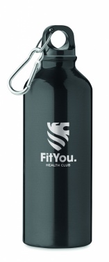 Logotrade werbemittel das Foto: Einwandige 500-ml-Wasserflasche aus recyceltem Aluminium mit Karabiner