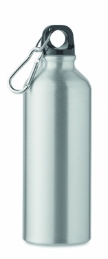 Logotrade Logogeschenke das Foto: Einwandige 500-ml-Wasserflasche aus recyceltem Aluminium mit Karabiner