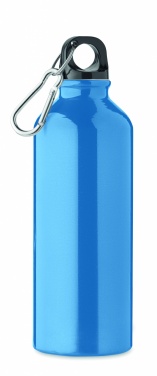 Logotrade Logogeschenke das Foto: Einwandige 500-ml-Wasserflasche aus recyceltem Aluminium mit Karabiner