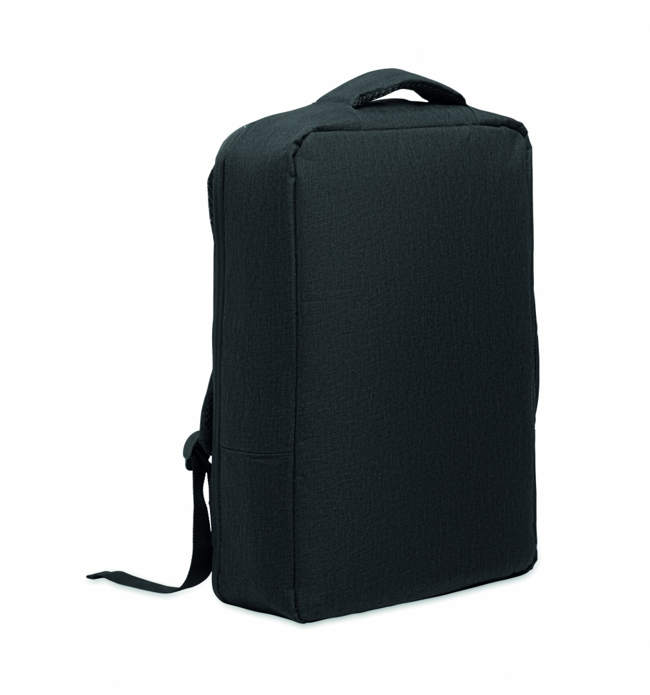 Logotrade Werbeartikel das Foto: Ein sicherer 15-Zoll-Laptop-Rucksack aus 300D RPET mit einer 210D RPET-Fütterung und individuell anpassbarem Druck