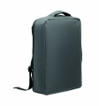 Ein sicherer 15-Zoll-Laptop-Rucksack aus 300D RPET mit einer 210D RPET-Fütterung und individuell anpassbarem Druck, Steingrau