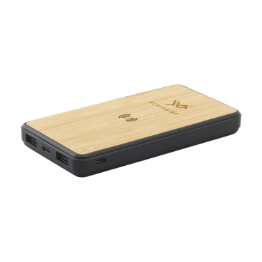 Logotrade Werbeartikel das Foto: Boru Bamboo RCS Powerbank aus recyceltem ABS, kabelloses Ladegerät