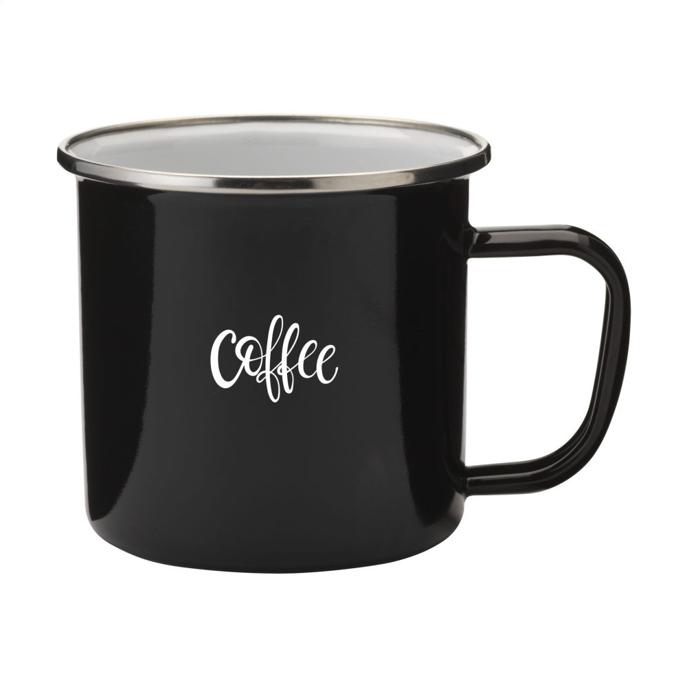 Logotrade Firmengeschenke das Foto: Retro Silber Emaille Tasse 350 ml