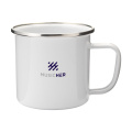 Retro Silber Emaille Tasse 350 ml, weiß/silber