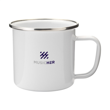 Logotrade Werbeartikel das Foto: Retro Silber Emaille Tasse 350 ml