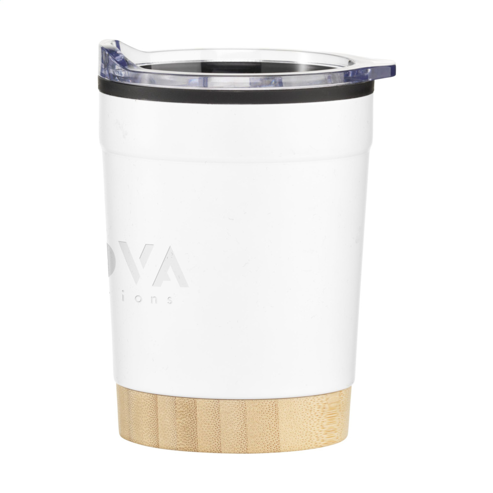 Logotrade Firmengeschenke das Foto: Kobe Bamboo RCS Kaffeetasse aus recyceltem Stahl, 350 ml