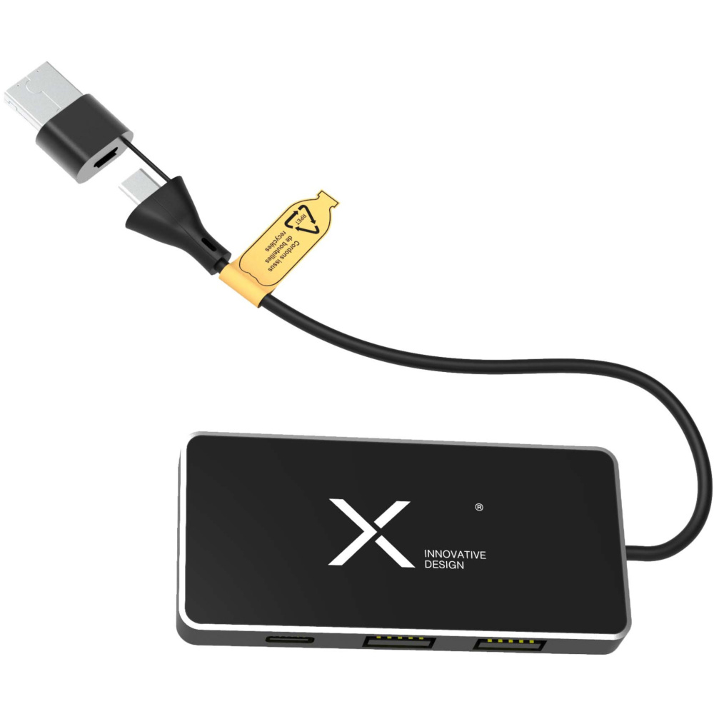 Logotrade Firmengeschenke das Foto: SCX.design H20 8-in-1 USB-Hub mit dualem Eingang und 6 Ports und Leuchtlogo