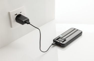 Logotrade Werbeartikel das Foto: Turbopack 10000mAh Powerbank mit integr. Kabeln aus RCS rABS