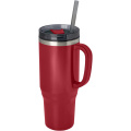 Melbourne 1200 ml RCS-zertifizierter Isolierbecher mit Strohhalm, Rot