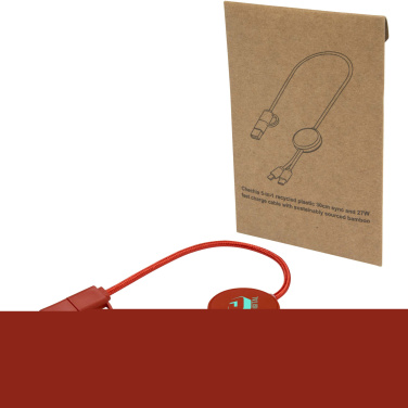 Logotrade werbemittel das Foto: Citala 30 cm 5-in-1 Kabel aus recyceltem Kunststoff für Datenübertragung und 27W Schnellladung