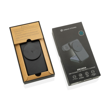 Logotrade Werbeartikel das Foto: Urban Vitamin Arcadia 15W 3in1 Magnet-Charger aus RCS rABS