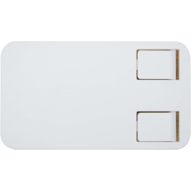 Logotrade Geschäftsgeschenke das Foto: Alfirk Klappbare Smartphonehalterung  aus recyceltem Kunststoff mit Bambusdetails