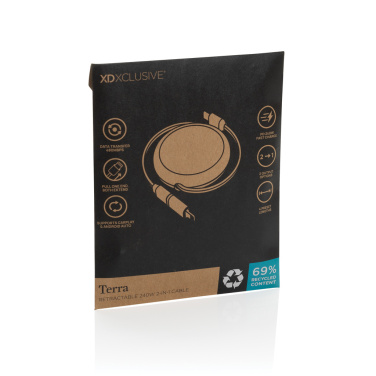 Logotrade Firmengeschenke das Foto: Terra ausziehbares 240W 2-in-1 Kabel aus RCS rec. Aluminium