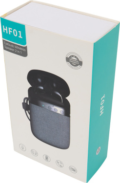 Logotrade Firmengeschenke das Foto: Bluetooth-Lautsprecher HF01 mit integrierten Ohrhörern 2 in 1