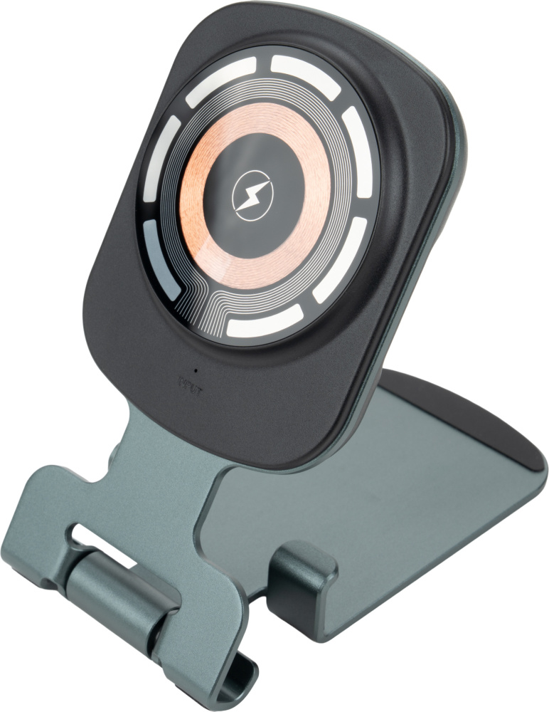 Logotrade Geschäftsgeschenke das Foto: Handyhalterung mit kabellosem Ladegerät