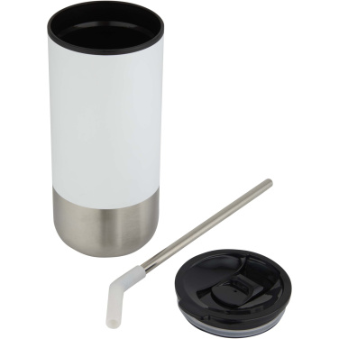 Logotrade Firmengeschenke das Foto: Grayson 480 ml RCS recycelter Isolierbecher mit Trinkhalm