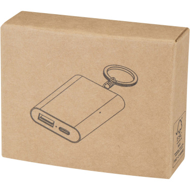 Logotrade Werbeartikel das Foto: Arcturus 2000 mAh Powerbank aus recyceltem Aluminium mit Schlüsselanhänger