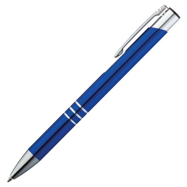Logo trade promotional merchandise image of: Metal ball pen 'Ascot'  color blue