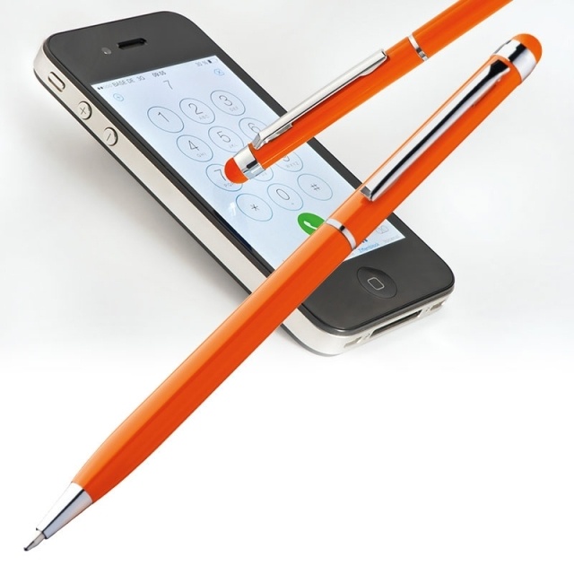 Logo trade corporate gifts picture of: Ball pen with touch pen 'New Orleans'  color orange