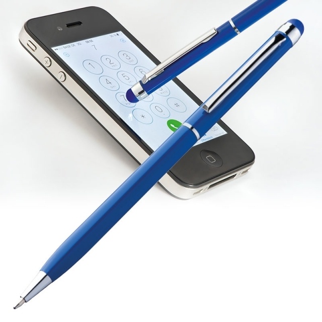 Logo trade business gift photo of: Ball pen with touch pen 'New Orleans'  color blue