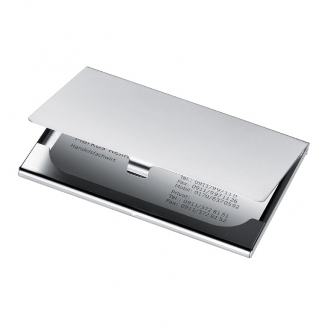 Logotrade promotional items photo of: Metal business card holder 'Cornwall'  color grey