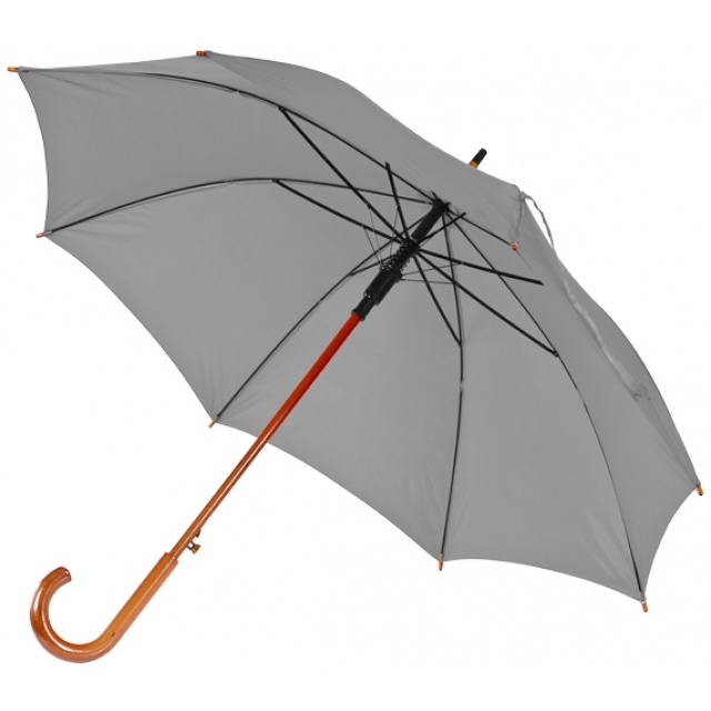 Logotrade promotional merchandise photo of: Wooden automatic umbrella NANCY  color grey