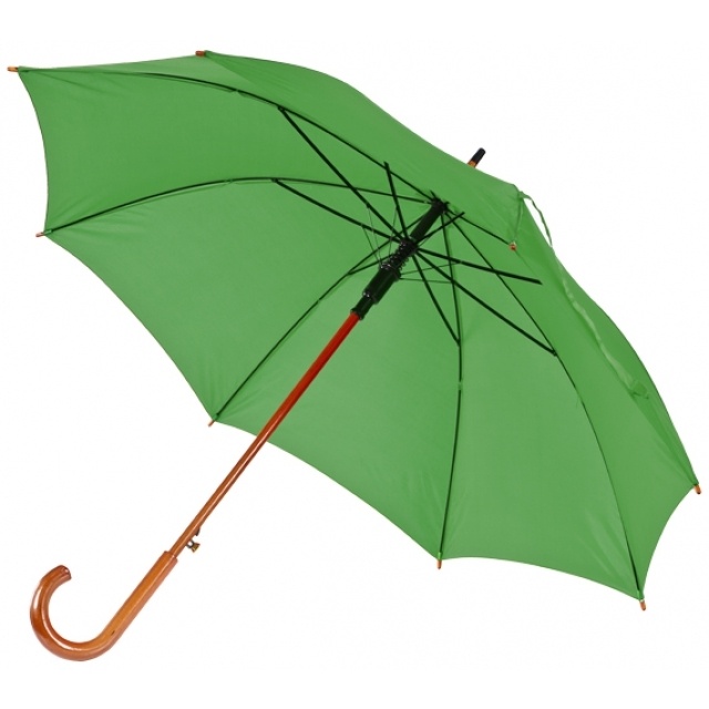 Logo trade promotional merchandise image of: Wooden automatic umbrella NANCY  color green