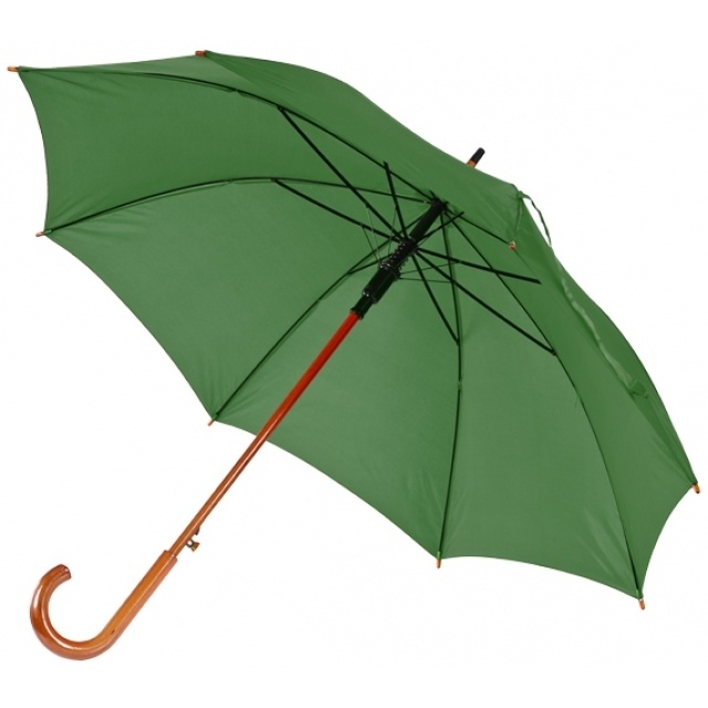 Logo trade promotional gifts picture of: Wooden automatic umbrella NANCY  color dark green