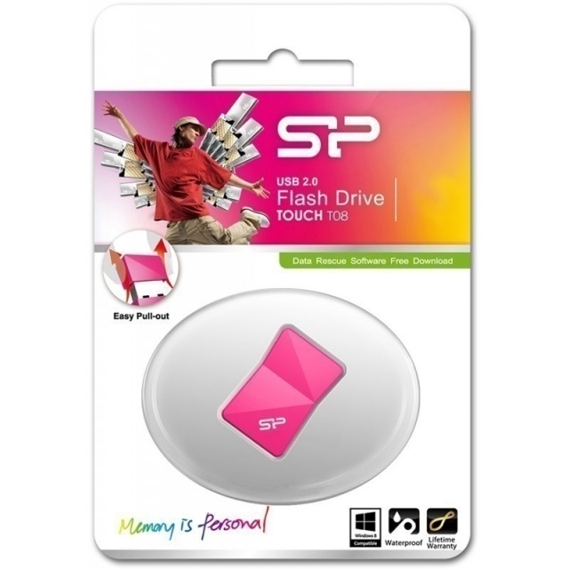 Logo trade promotional merchandise picture of: USB flashdrive pink Silicon Power Touch T08 64GB