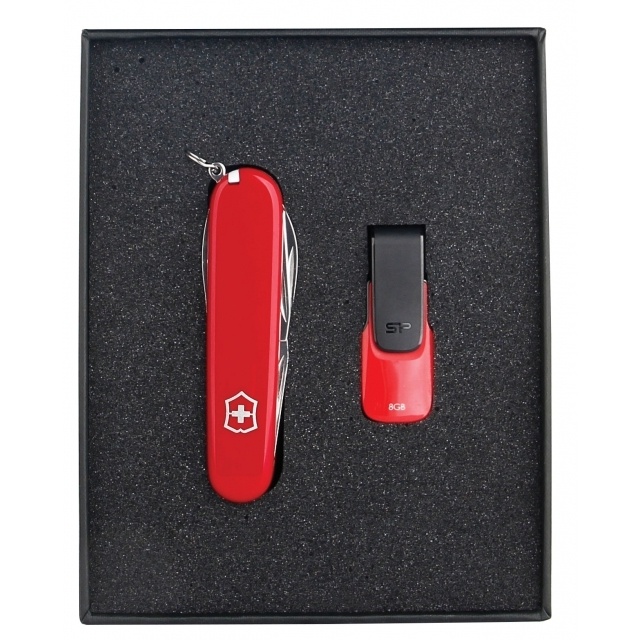 Logo trade promotional gifts image of: Gift set   8GB color red